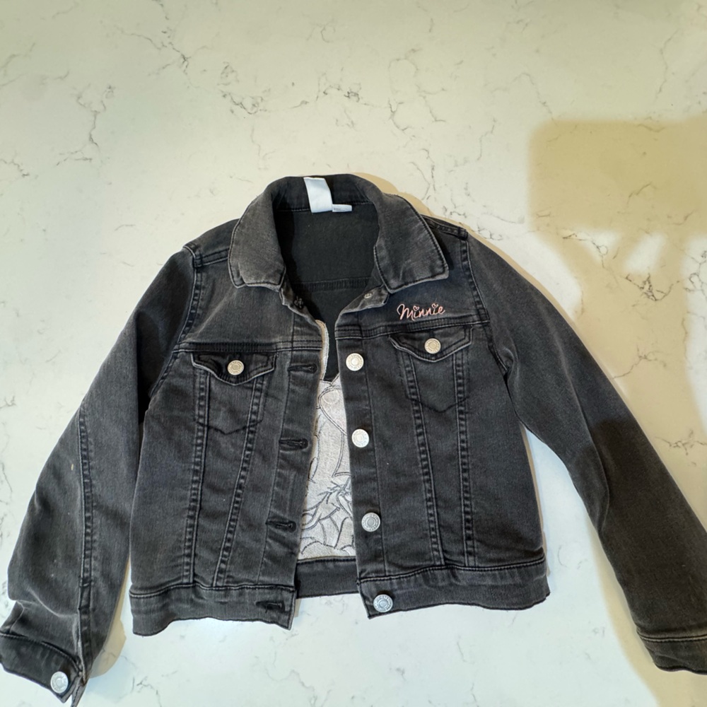 H&M Black Kids Jean Jacket with Embroidery